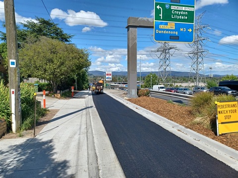 Maroondah Highway service road construction works