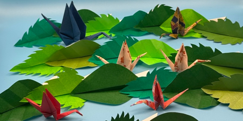 Origami leaves, butterflys and cranes