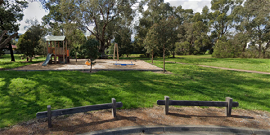 Playground at Laura Creek Reserve, surrounded by green open space